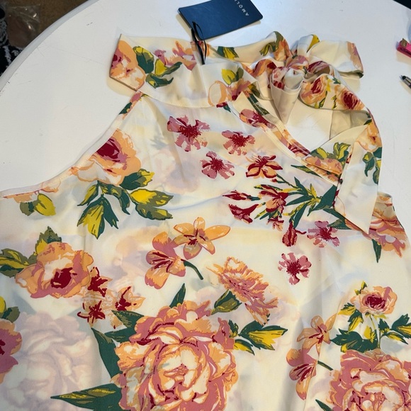 Floral Printed Self-tie Neck Sleeveless Blouse | White Multi - Picture 4 of 6